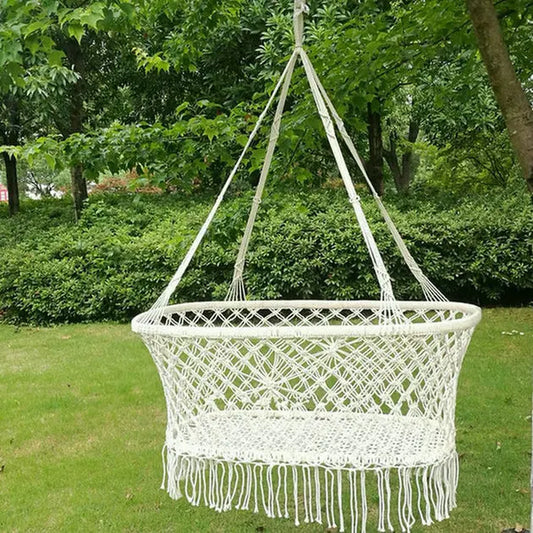 Baby Crib Cradle, Hanging Bassinet and Portable Swing for Baby Nursery Rope Fringe Measures 35" L X 23.25" W X 14" H